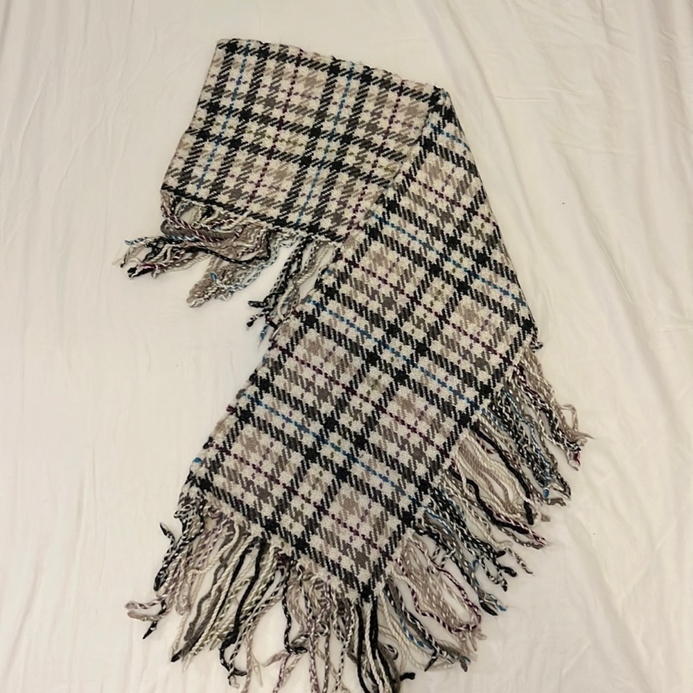 LOFT Plaid Fringe Scarf
